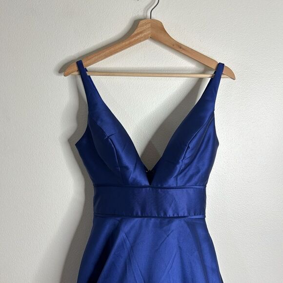 IEENA for MAC DUGGAL 55010 Women Midnight Navy Plunging Sweetheart Ball-Gown 2 - Picture 3 of 11